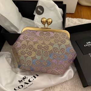 Coach Iridescent Clutch with Gold Accents